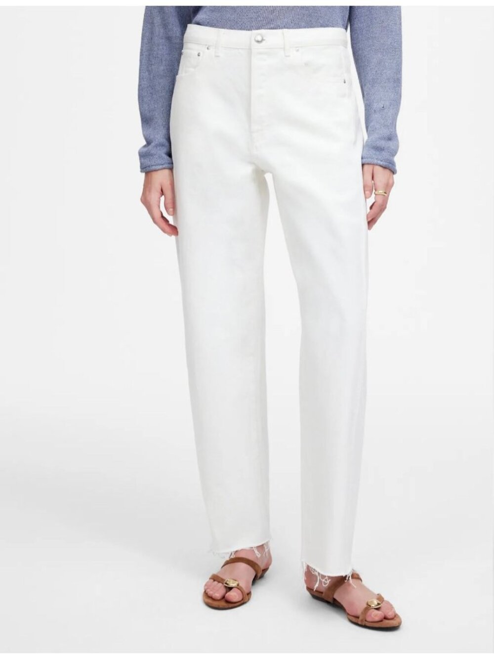 NWT Madewell Pierced Barrel-Leg Jeans in White - Size: 27